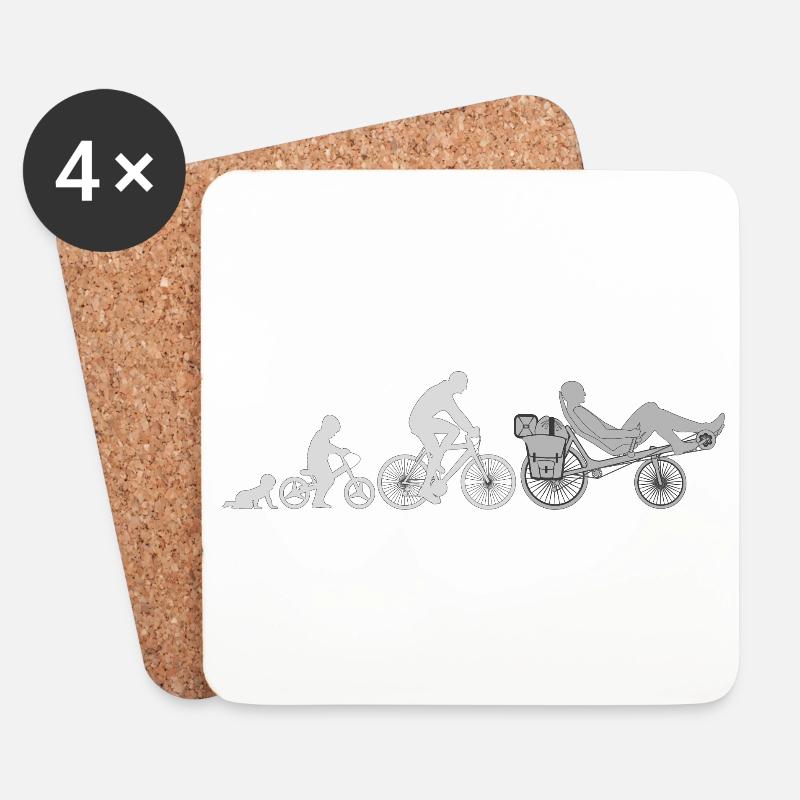 Evolution Liegerad - Untersetzer (4er-Set) - Weiß