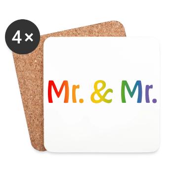 Rainbow Mr and Mr 1 LGBT lgbtqi queer gay - Coasters (set of 4) - white - Front