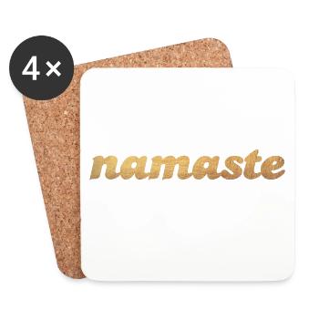 Namaste Gold Yoga om Shanti India Meditation Fan - Coasters (set of 4) - white - Front