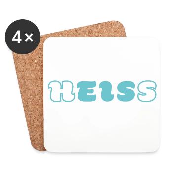 heiss-EIS-Wortspiel-Shirt von Word-on-Shirt - Untersetzer (4er-Set) - Weiß - Vorne