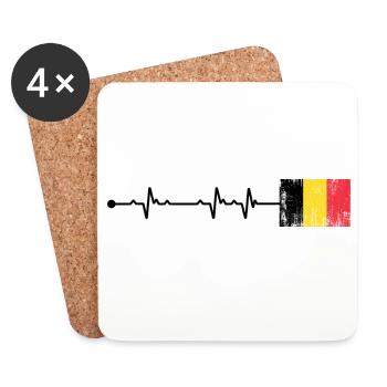 Belgium Flag Heartbeat - Coasters (set of 4) - white - Front