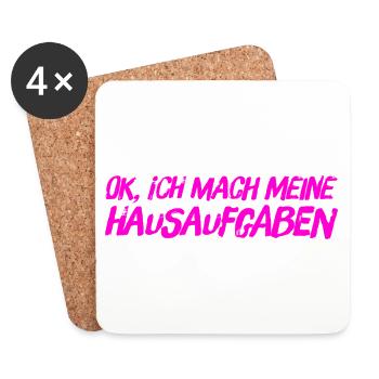Hausaufgaben sind mein Ding - Untersetzer (4er-Set) - Weiß - Vorne