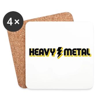 Heavy Metal Lightning Bolt Text Logo - Coasters (set of 4) - white - Front