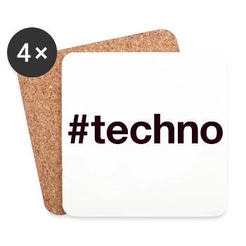 TECHNO Hashtag - Untersetzer (4er-Set) - Weiß - Vorne