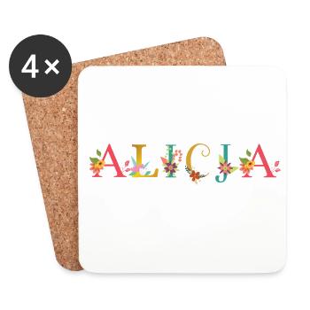 ALICJA name decorated with flowers - Coasters (set of 4) - white - Front