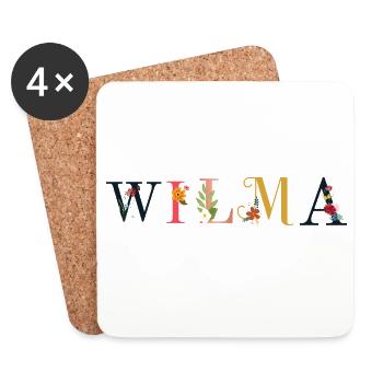 Le nom WILMA est décoré de fleurs - Dessous de verre (lot de 4) - blanc - Devant