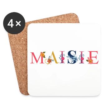 MAISIE Name mit Blumen geschmückt - Untersetzer (4er-Set) - Weiß - Vorne