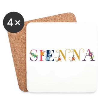 SIENNA Name mit Blumen geschmückt - Untersetzer (4er-Set) - Weiß - Vorne