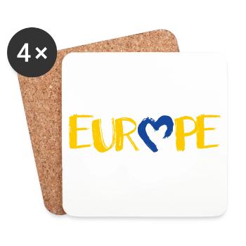L’EUROPE avec un cœur, l’amour de l’Europe - Dessous de verre (lot de 4) - blanc - Devant