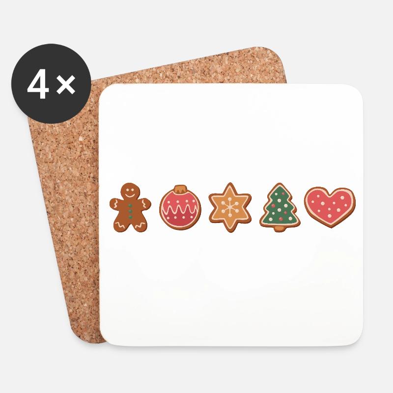 Plätzchen und Kekse zu Weihnachten - Untersetzer (4er-Set) - Weiß