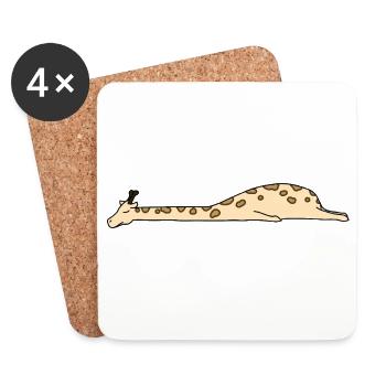 Girafe paresseuse qui s’étire Petit t-shirt mignon drôle d’art animalier - Dessous de verre (lot de 4) - blanc - Devant