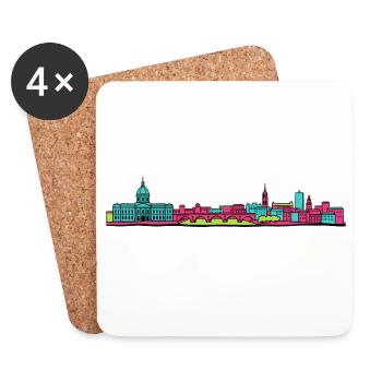 Toulouse City Skyline Basilique Linienzeichnung - Untersetzer (4er-Set) - Weiß - Vorne