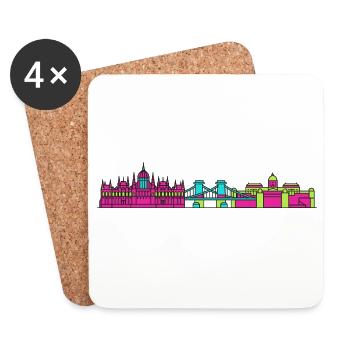 Budapester Stadtskyline-Parlament: Moderne Kunst - Untersetzer (4er-Set) - Weiß - Vorne