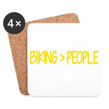 Biking>People Lustiger Spruch Fahrrad - Untersetzer (4er-Set) - Weiß - Vorne