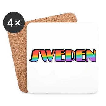 Typographie de l’arc-en-ciel en Suède gay - Dessous de verre (lot de 4) - blanc - Devant