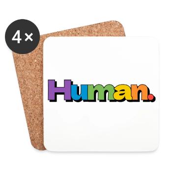 Colorful Human Rainbow Pride Typography - Coasters (set of 4) - white - Front