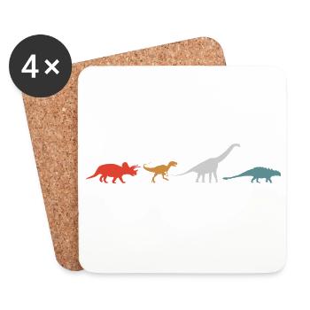 Dino Dinosaur Rétro - Dessous de verre (lot de 4) - blanc - Devant