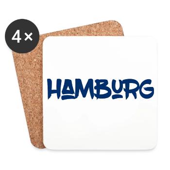Hamburg - Hansestadt - Alster - Elbe - Hafen - Untersetzer (4er-Set) - Weiß - Vorne