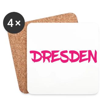Dresden - Sachsen - Frauenkirche - Zwinger - Elbe - Untersetzer (4er-Set) - Weiß - Vorne
