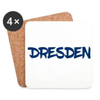 Dresden - Sachsen - Frauenkirche - Zwinger - Elbe - Untersetzer (4er-Set) - Weiß - Vorne