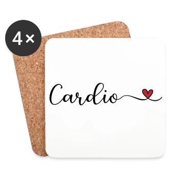 Cardio mit Herz - Untersetzer (4er-Set) - Weiß - Vorne