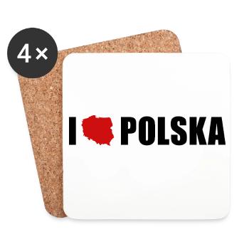I love Polska Ich liebe Polen - Untersetzer (4er-Set) - Weiß - Vorne