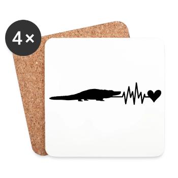 Alligator - Dessous de verre (lot de 4) - blanc - Devant