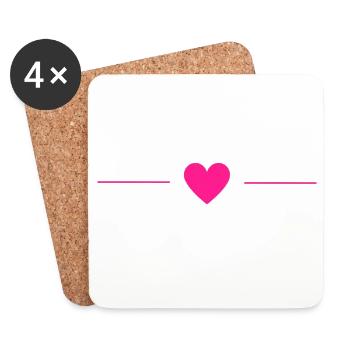 Minimal Pink Heart | Simple Love Design - Untersetzer (4er-Set) - Weiß - Vorne