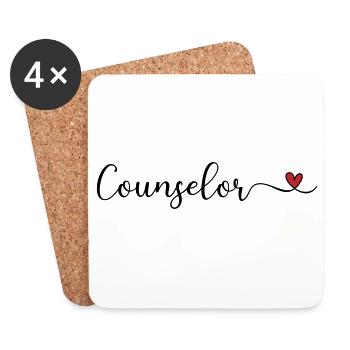 Conseiller au cœur - Dessous de verre (lot de 4) - blanc - Devant