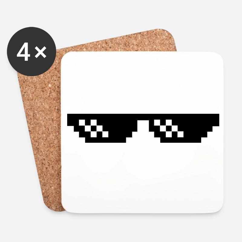 Pixelbrille Deal with it Sonnebrille - Untersetzer (4er-Set) - Weiß