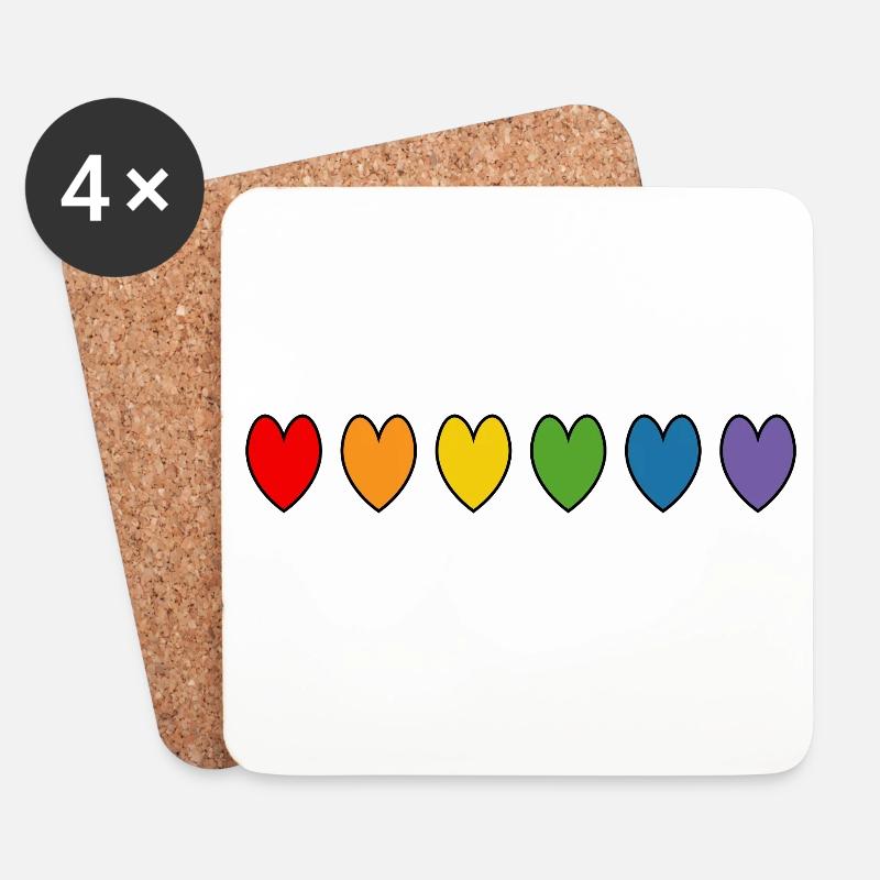 Rainbow Hearts - Coasters (set of 4) - white