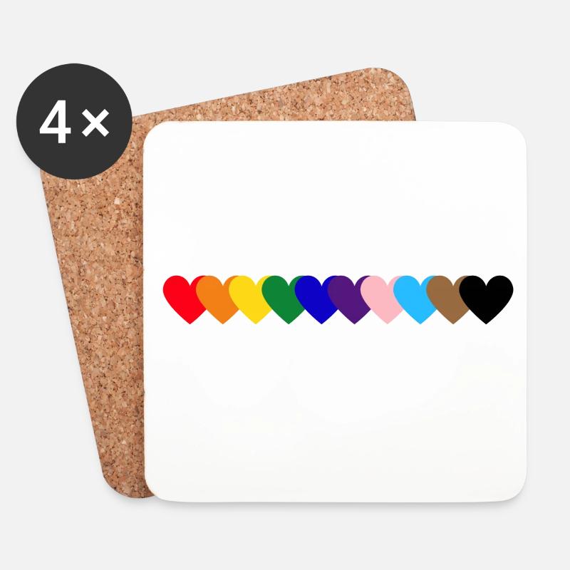 Regenbogen Herzen Pride - Untersetzer (4er-Set) - Weiß