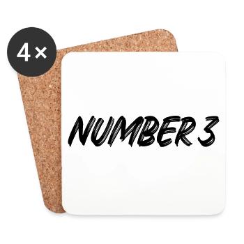Number 3 - drei - dritter - dritte - 3 - Nummer 3 - Untersetzer (4er-Set) - Weiß - Vorne