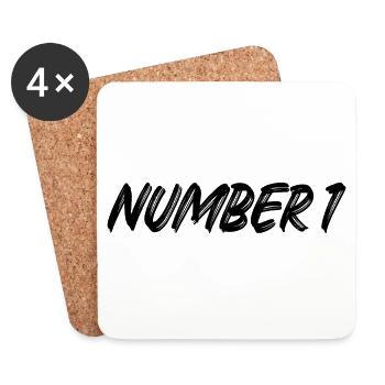 Number 1 - eins - erster - erste - 1 - Nummer 1 - Untersetzer (4er-Set) - Weiß - Vorne