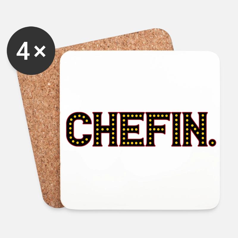 Chefin | Farben änderbar - Untersetzer (4er-Set) - Weiß