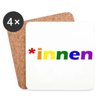 *innen Gendern - Untersetzer (4er-Set) - Weiß - Vorne