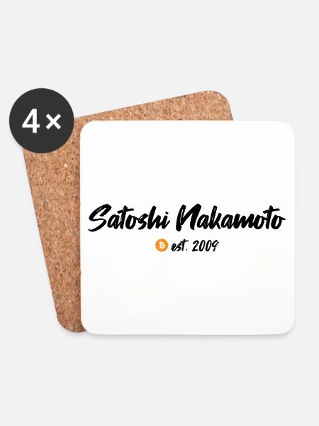Satoshi Nakamoto est. 2009 Blockchain Bitcoin - Untersetzer (4er-Set) - Weiß