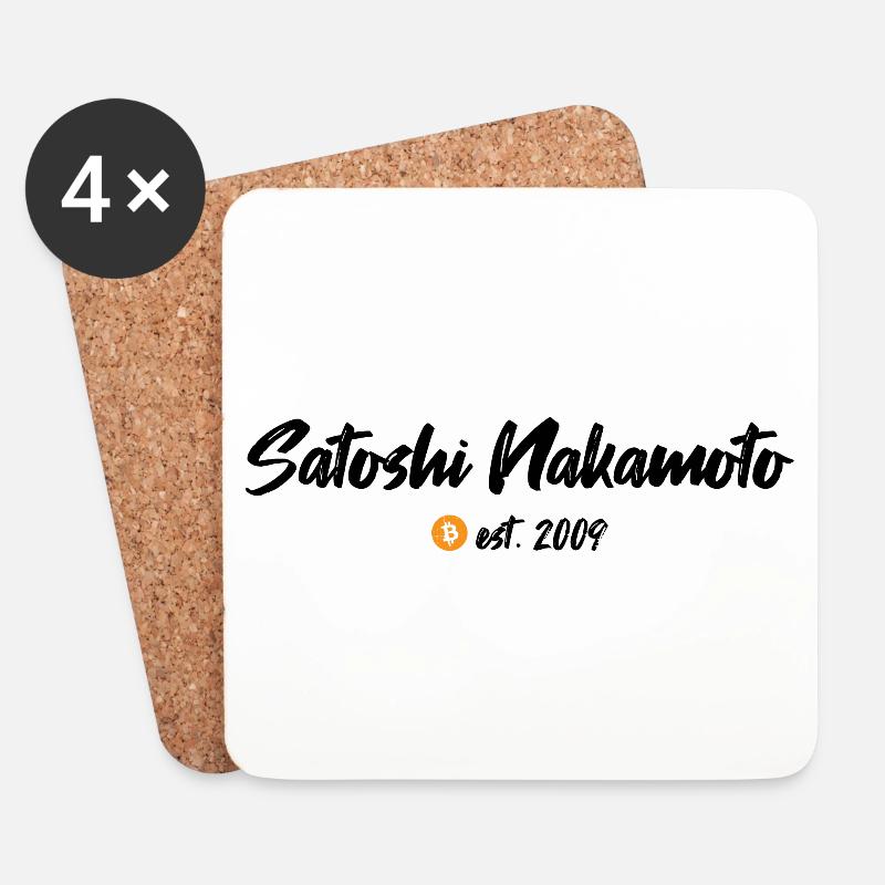 Satoshi Nakamoto est. 2009 Blockchain Bitcoin - Untersetzer (4er-Set) - Weiß