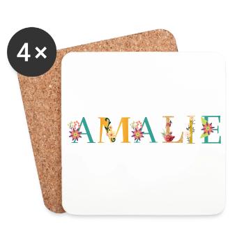 AMALIE name adorned with flowers - Coasters (set of 4) - white - Front