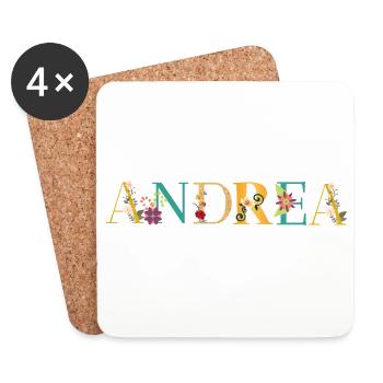 Le nom d’ANDREA est orné de fleurs - Dessous de verre (lot de 4) - blanc - Devant