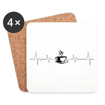 Tasse à café et à café Heartbeat - Dessous de verre (lot de 4) - blanc - Devant