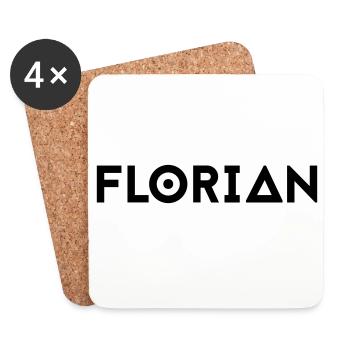 Prénom Florian - Dessous de verre (lot de 4) - blanc - Devant