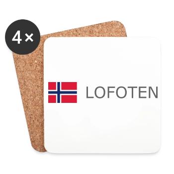 Norway Flag - Lofoten - Norge - Norwegen - Untersetzer (4er-Set) - Weiß - Vorne