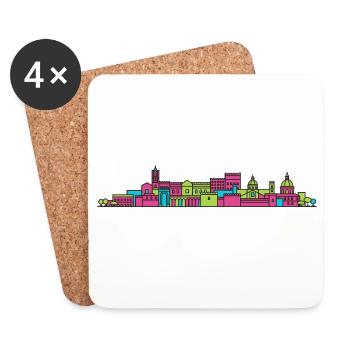 Skyline de la cathédrale de Palerme Art moderne en ligne - Dessous de verre (lot de 4) - blanc - Devant