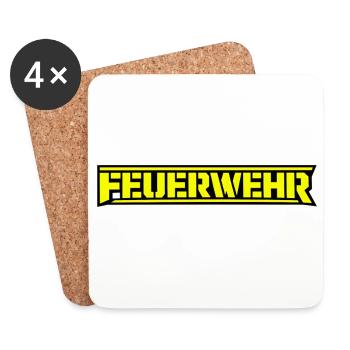 Feuerwerk Neon Schriftzug - Untersetzer (4er-Set) - Weiß - Vorne