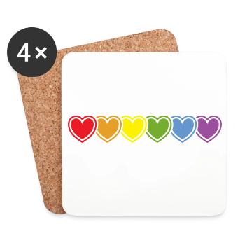 Regebogen Hearts for Gay Pride Liberté d’Amour - Dessous de verre (lot de 4) - blanc - Devant