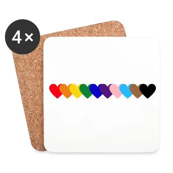 Regenbogen_Herzen_Pride - Untersetzer (4er-Set) - Weiß - Vorne