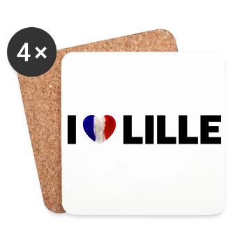 J’adore Lille, France - Dessous de verre (lot de 4) - blanc - Devant