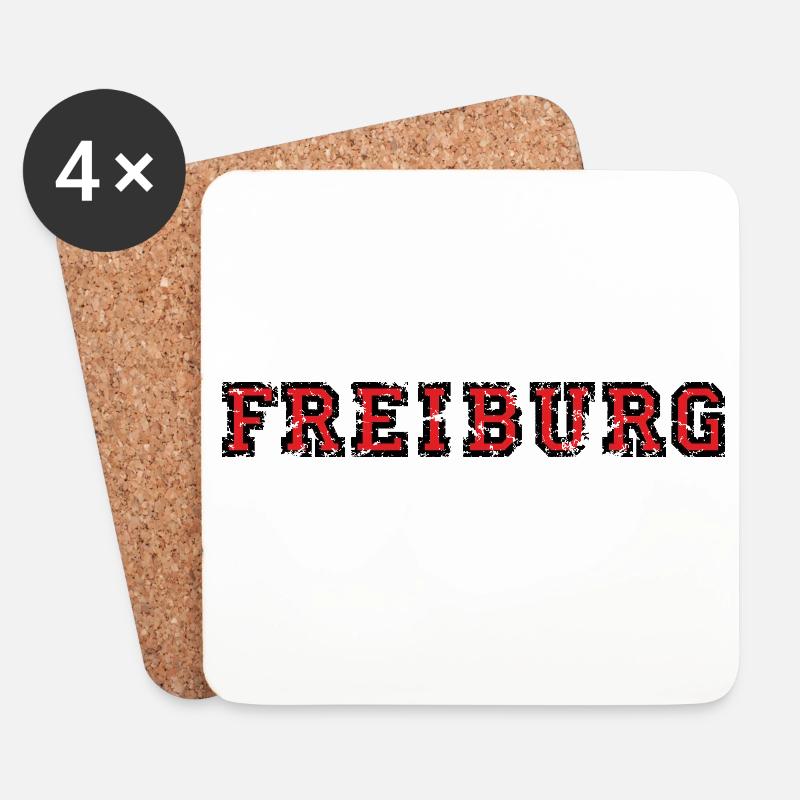 Freiburg College (Vintage Schwarz/Rot) - Untersetzer (4er-Set) - Weiß