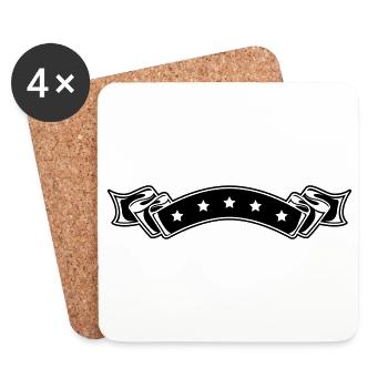 Star banderole Ornament Element - Coasters (set of 4) - white - Front